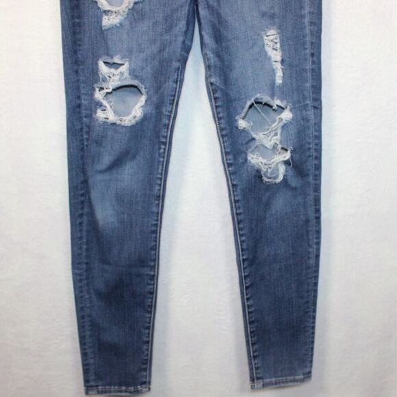 American Eagle Women's Curvy Super Hi-Rise Jegging Jeans 6 Distressed Ripped - Picture 4 of 11